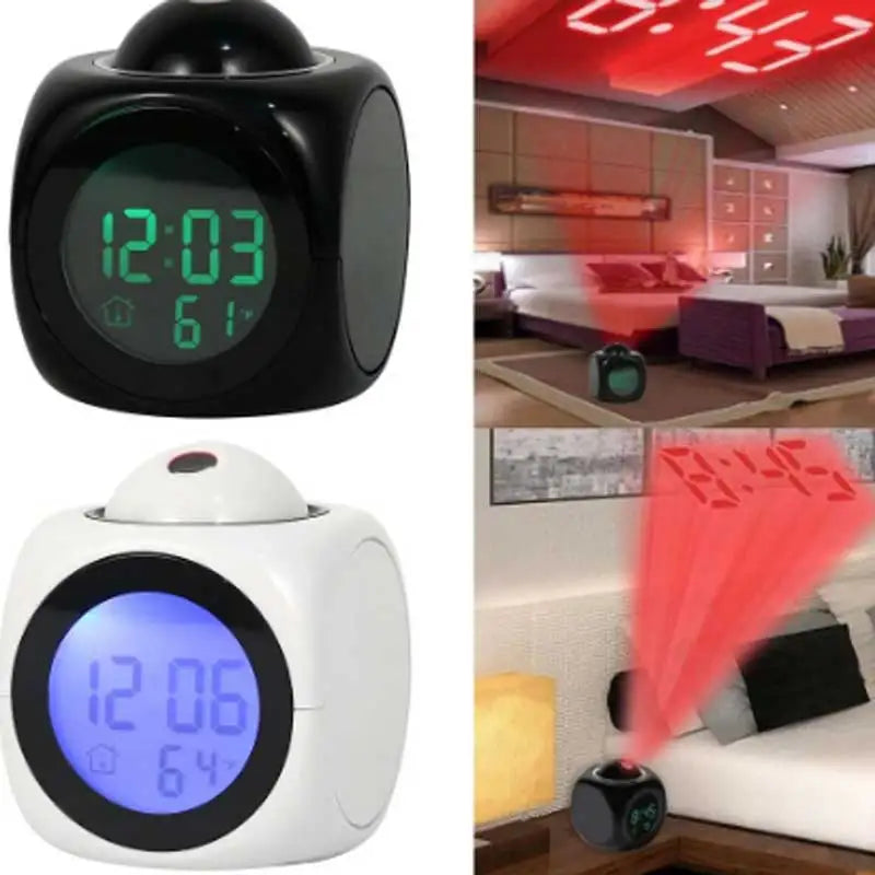 Multi-function Projection Chime Clock LED Light Projection Alarm Clock Voice Chime Clock Digital Projection Clock Leedoar