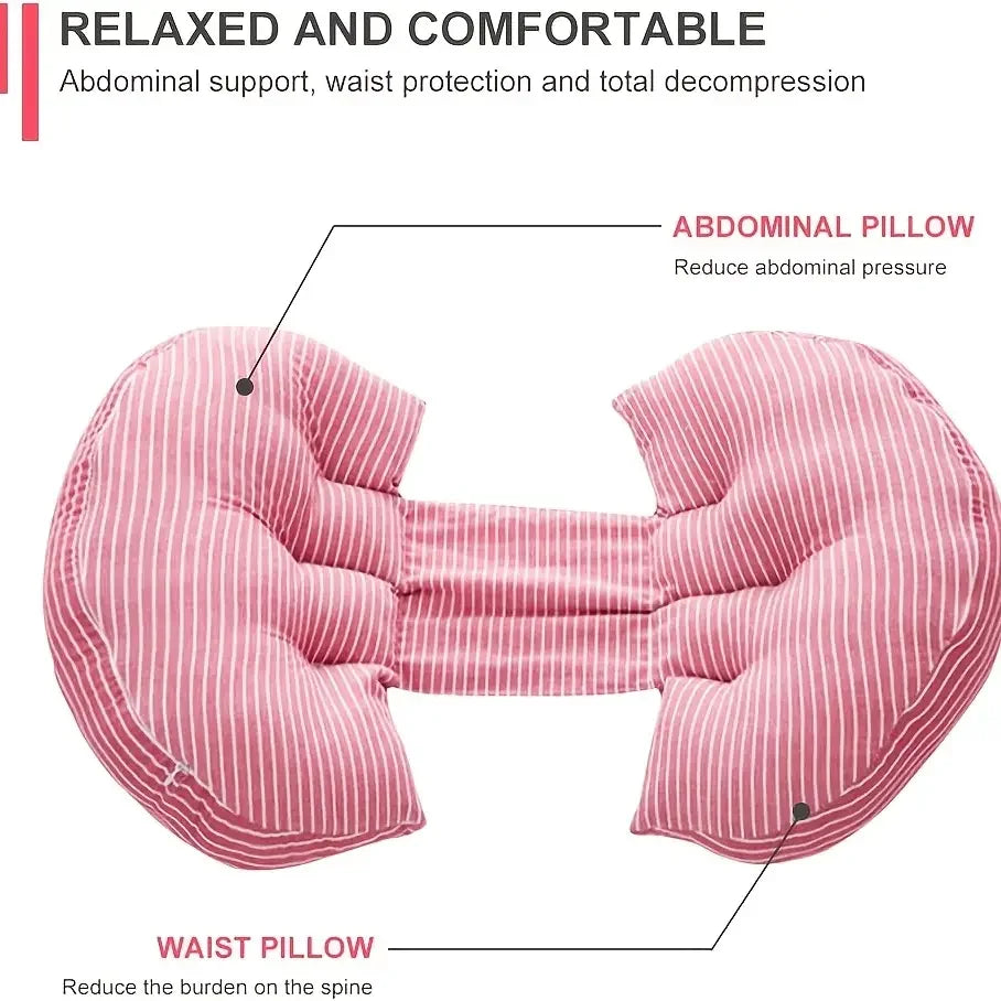 Multi-function U Shape Pregnant Women Sleeping Support Pillow Bamboo Fiber Cotton Side Sleepers Pregnancy Body Pillows For Mater Leedoar