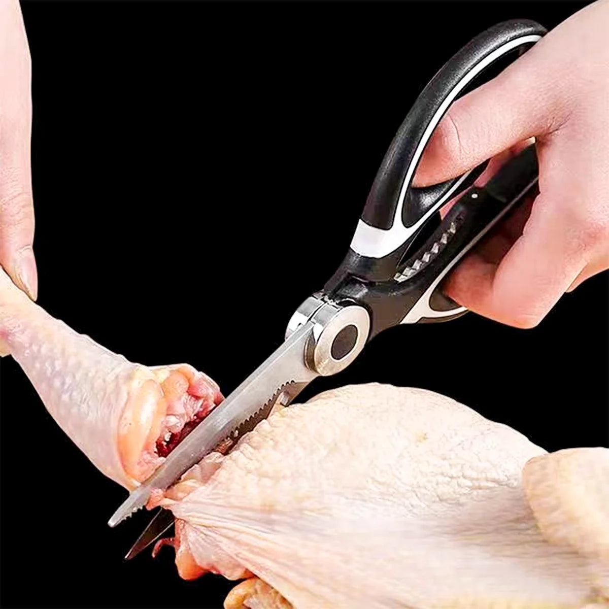 Multifunction Kitchen Scissors Plastic Handle Stainless Steel Scissors Kitchen Tijeras De Cocina Chicken Bone Scissors Leedoar