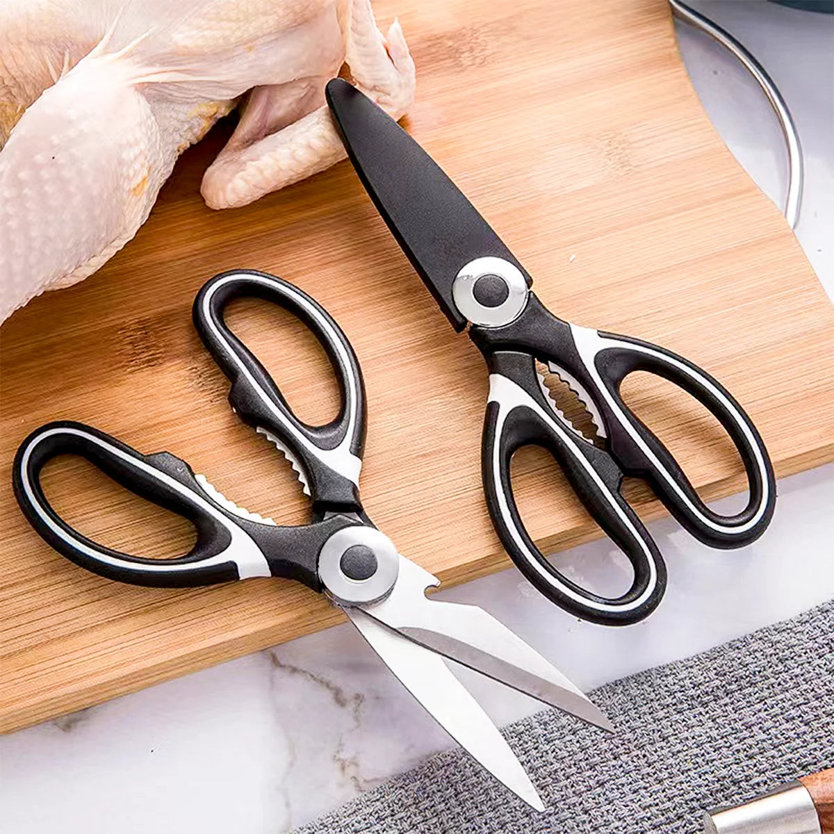 Multifunction Kitchen Scissors Plastic Handle Stainless Steel Scissors Kitchen Tijeras De Cocina Chicken Bone Scissors Leedoar