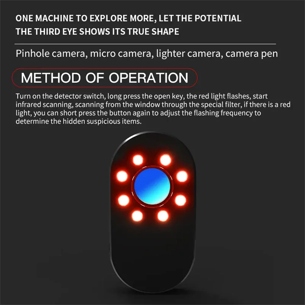 Multifunctional Infrared Detector Travel Mini Portable Anti-Peeping Anti-Monitoring Camera Scanner Detects Hidden Cameras Leedoar