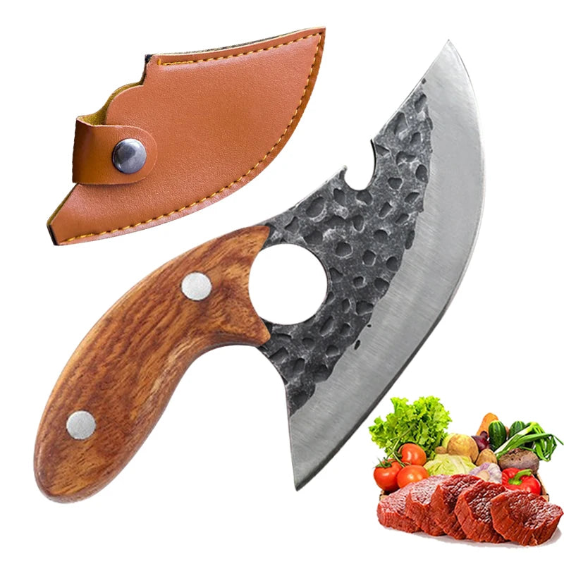 Multifunctional Knife Meat Cleaver Bone Cleaver Forging Knife Stainless Steel Kitchen Knife Cooking Tools BBQ Leedoar