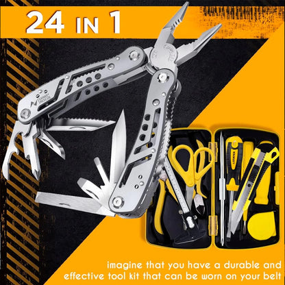 Multitool 24 in 1 Pocket Outdoor Plier Army Knife Heavy Duty Stainless Steel Multi-purpose Tool for Hunting Hiking Camping Leedoar