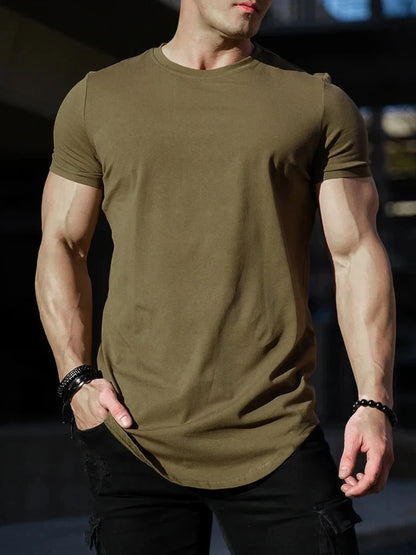 Camiseta Muscle Fitness Verão Masculino Athleisure Treino manga curta Camiseta Algodão de alta qualidade Camiseta Masculina Ginásio Esporte Camisa Tops 