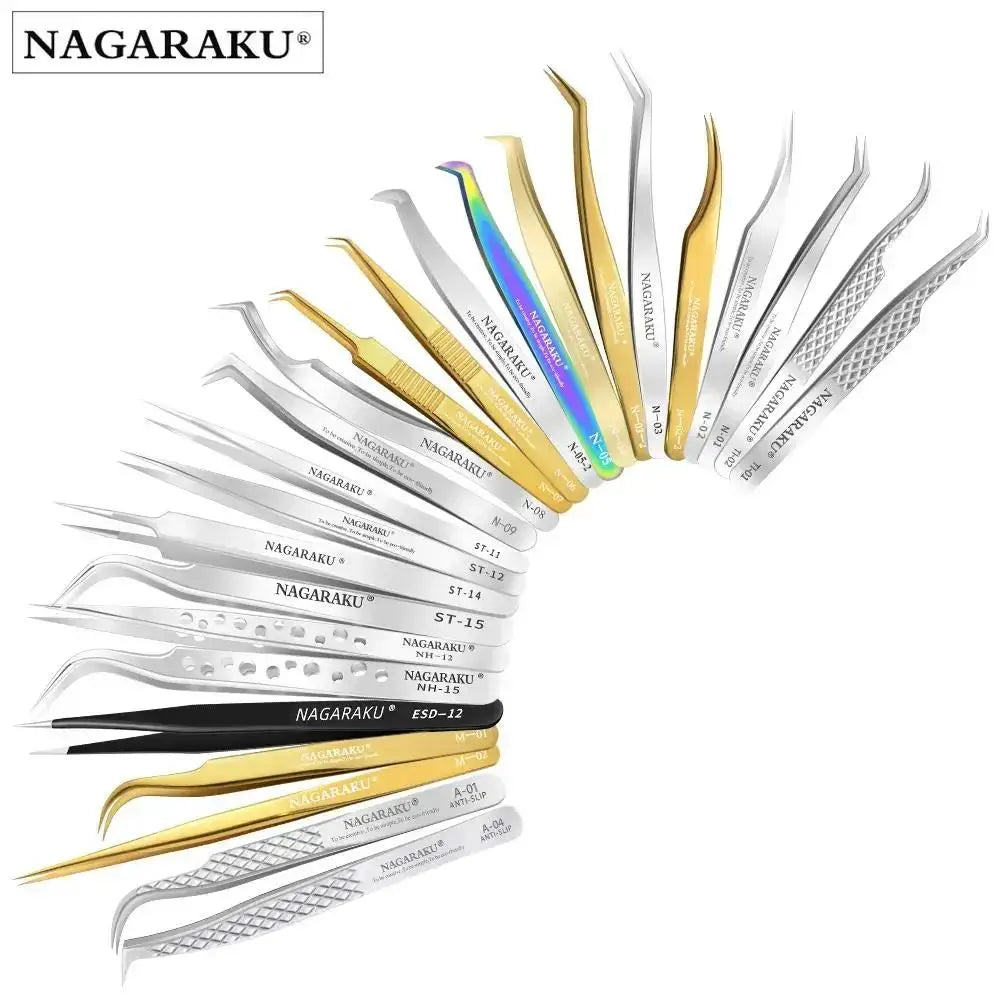 NAGARAKU Eyelash Extension Tweezers N-01/02/03 Makeup Stainless Steel Eyelash 3D accurate Clip Leedoar