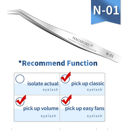 NAGARAKU Eyelash Extension Tweezers N-01/02/03 Makeup Stainless Steel Eyelash 3D accurate Clip Leedoar