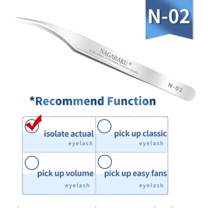 NAGARAKU Eyelash Extension Tweezers N-01/02/03 Makeup Stainless Steel Eyelash 3D accurate Clip Leedoar