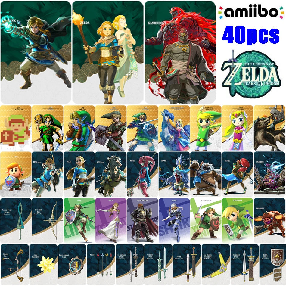 NEW 28/40 Zelda Amiibos Cards Apply to the Legend of Zelda: Tears of the Kingdo and the Legend of Zelda Latest Paragliding Leedoar