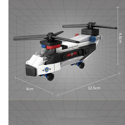 NEW DIY MOC City Plane SWAT Super Police CAR Dual-Rotor Helicopter Famous Building Blocks Bricks Kits Classic Model Leedoar