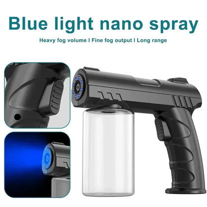 NEW Type 280Ml Barber Sprayer Bottle Wireless Electric Sanitizer USB Nano Blue Light Steam Spray Disinfection Gun Garden House ﻿ Leedoar