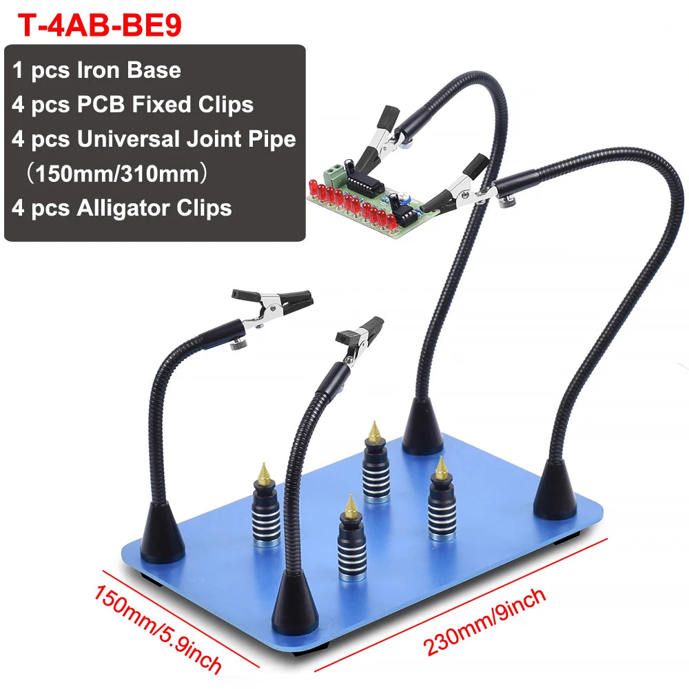 NEWACALOX PCB Fixture Clips Soldering Holder Third Hand Tool Magnetic Flexible Helping Hands with 3X LED Illuminated Magnifier Leedoar