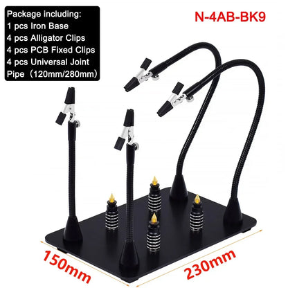 NEWACALOX PCB Fixture Clips Soldering Holder Third Hand Tool Magnetic Flexible Helping Hands with 3X LED Illuminated Magnifier Leedoar