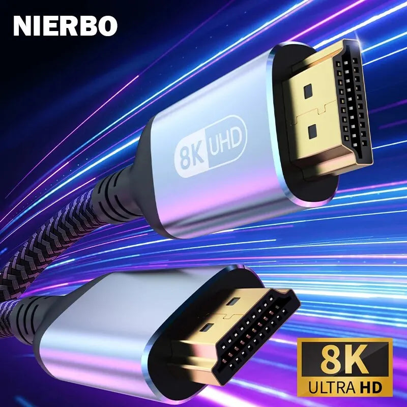 NIERBO HDMI 2.1 Cable HDMI Cord 8K 60Hz 4K 120Hz 48Gbps EARC ARC HDCP Ultra High Speed HDR for HD TV Laptop Projector PS4 PS5 Leedoar