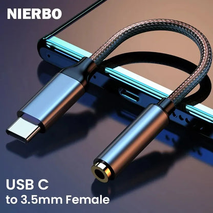 NIERBO USB C to 3.5mm Female Headphone Jack Adapter Type C to Aux Audio Dongle Adapter for Samsung Galaxy iPad Pro Pixel Leedoar