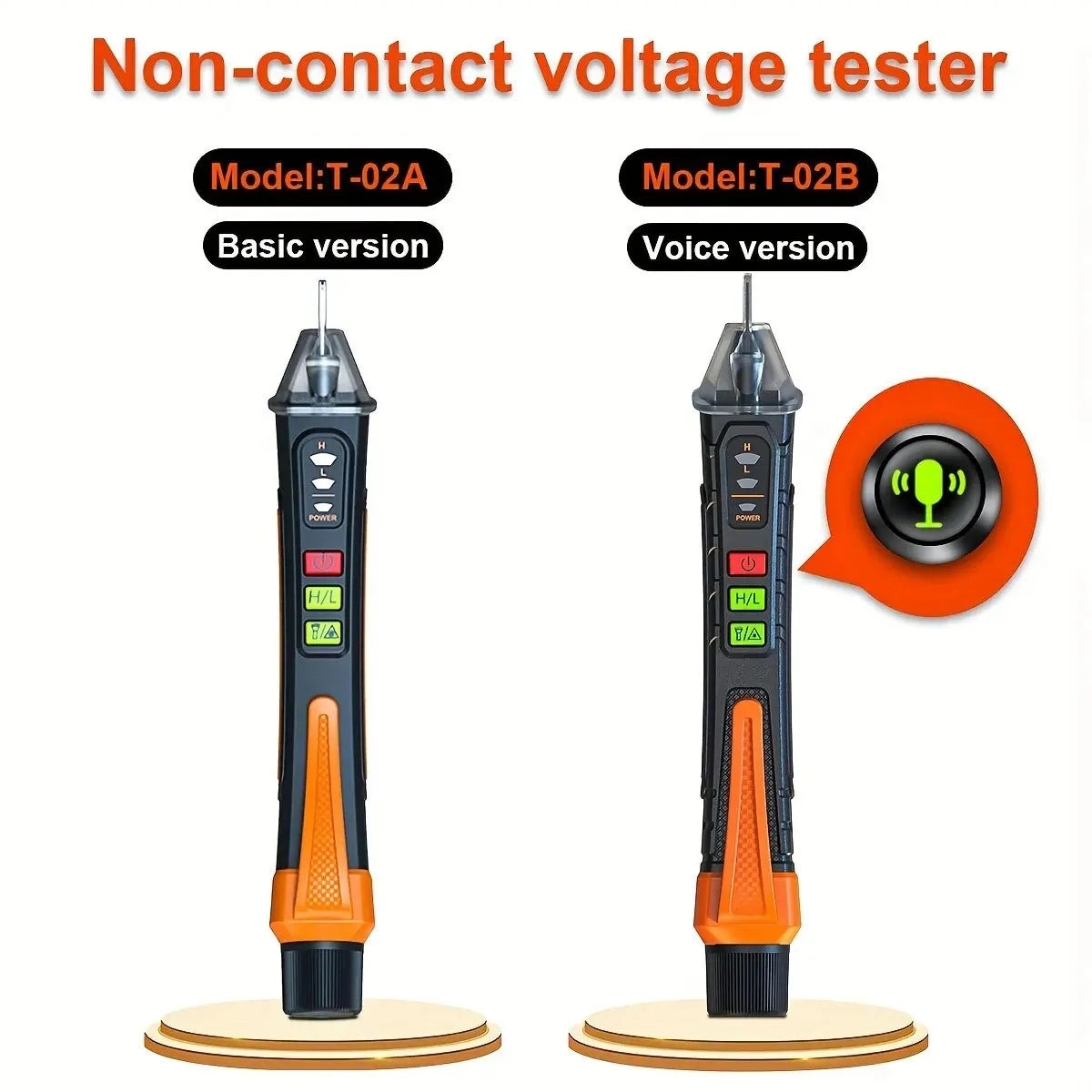 NJTY T02A Voltage Detector Electrical Pen AC Voltage Tester Smart Breakpoint Finder 12-1000V 50/60Hz Non-Contact T02B Voice Leedoar