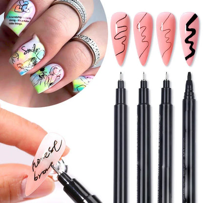 Pincel para Nail Art com linhas e bordas de desenho ultrafinas, caneta marcadora acrílica à prova d'água de secagem rápida, caneta de grafite 