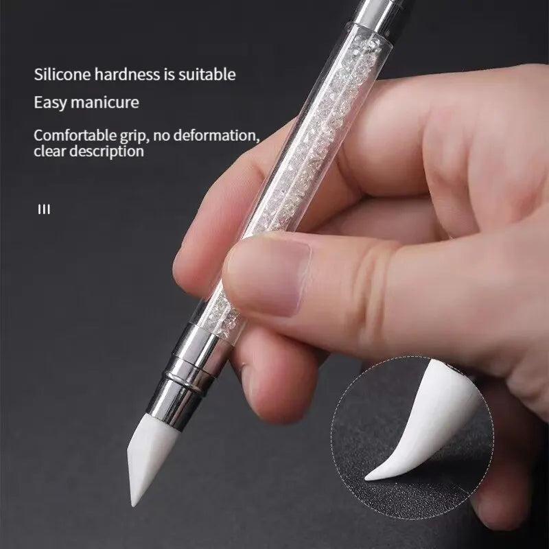 Nail Art Pen Double Head Silicone Flower Sculpting Pen Adjustable Glue Stick Embossing Pen Nail Art Brush Every Home Tool Leedoar