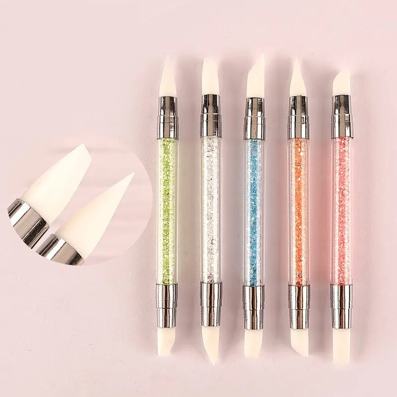 Nail Art Pen Double Head Silicone Flower Sculpting Pen Adjustable Glue Stick Embossing Pen Nail Art Brush Every Home Tool Leedoar