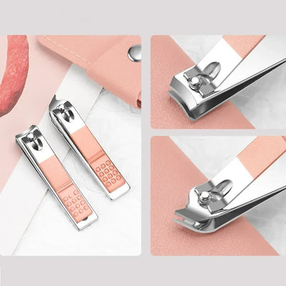 Nail Care 7pcs Cutter Scissor Tweezer Clipper Manicure Pedicure Kit Set With Colorful PU Leather Case Manicure Kit Set Leedoar