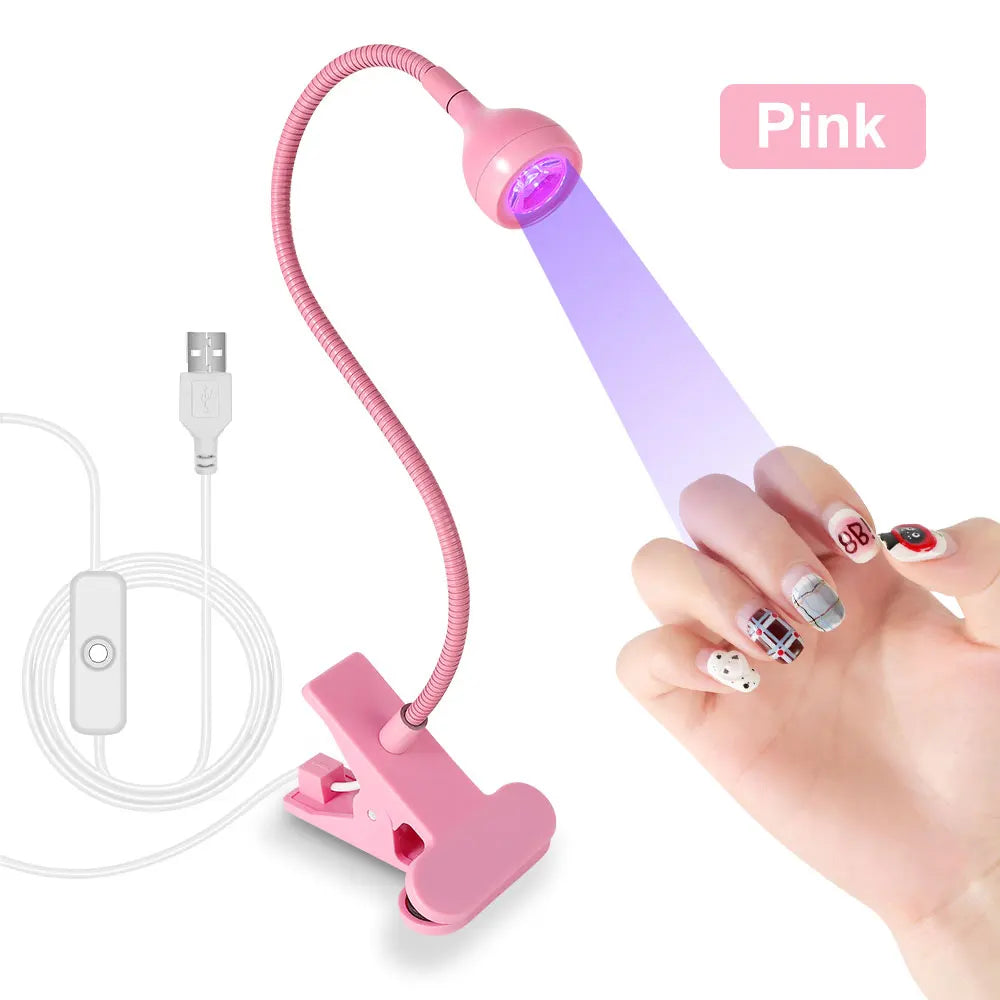 Nail Dryer Light UV Nail lamp 395nm Wavelength Clip-on Desk Mini USB For Gel Nails ongle Manicure Salon Tools Leedoar