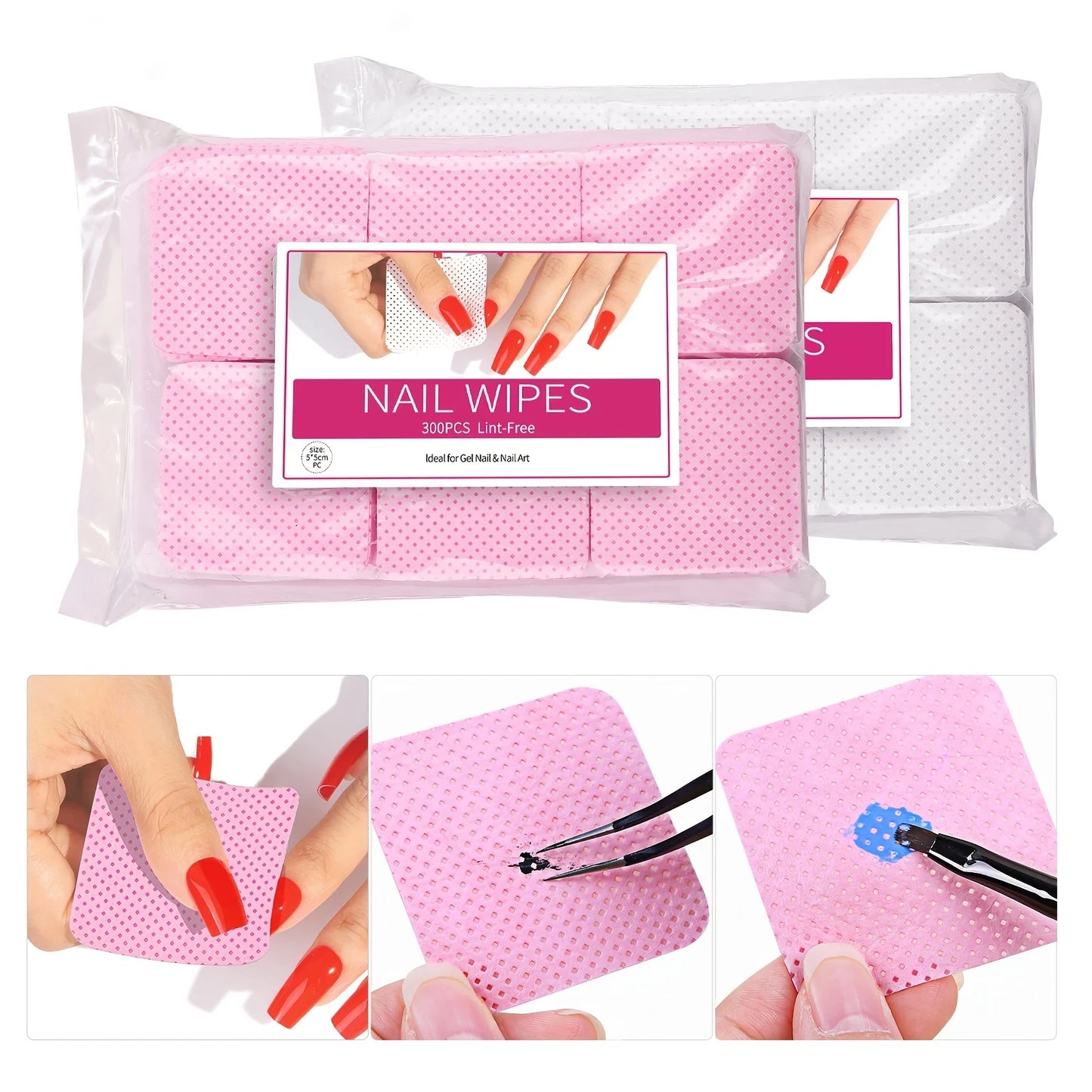 Nail Polish Remover Wipes Nail Cleaning Pads, Non Woven Nail Pads For Women Girl Beauty Salon Leedoar