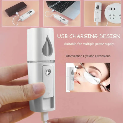 Nano Facial Steamer Mist Spray Eyelash Extensions Cleaning Pores Water Moisturizing Hydrating Face Cute Mini Handheld Sprayer Leedoar