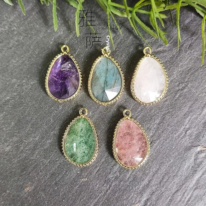 Natural Crystal Pendant White Crystal Semi-Precious Irregular Single-Sided DIY Necklace Bracelet Jewelry Accessories