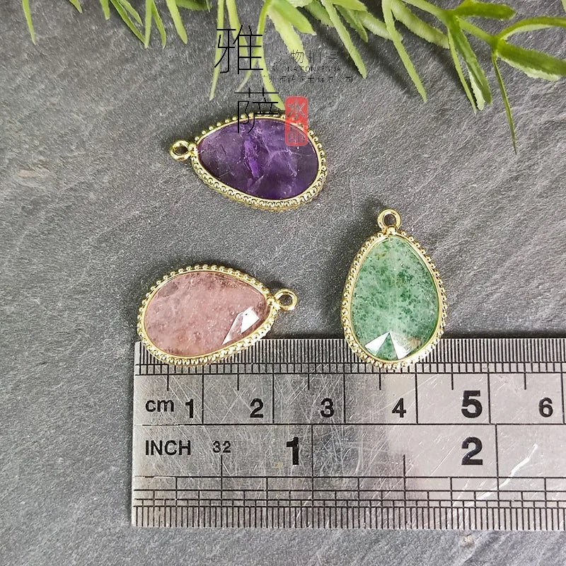 Natural Crystal Pendant White Crystal Semi-Precious Irregular Single-Sided DIY Necklace Bracelet Jewelry Accessories