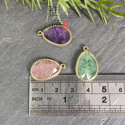 Natural Crystal Pendant White Crystal Semi-Precious Irregular Single-Sided DIY Necklace Bracelet Jewelry Accessories