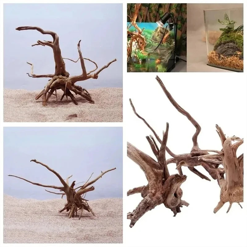 Natural Driftwood Cuckoo Roots Dead-wood Tree Trunk Micro Landscape Creative Reptile Cylinder Fish Tank Ornament Aquarium Decor