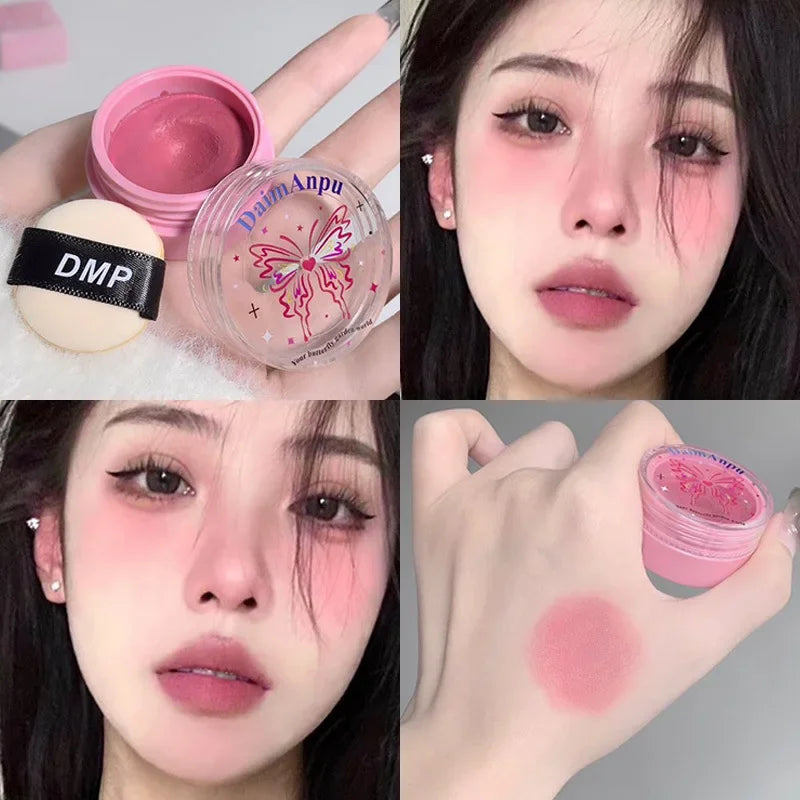 Airy Blush Clay Pigmented Powdery Cream Blusher DaimAnpu Long-Lasting Tender Look Uplifting Color Matte Girlish Blush Leedoar