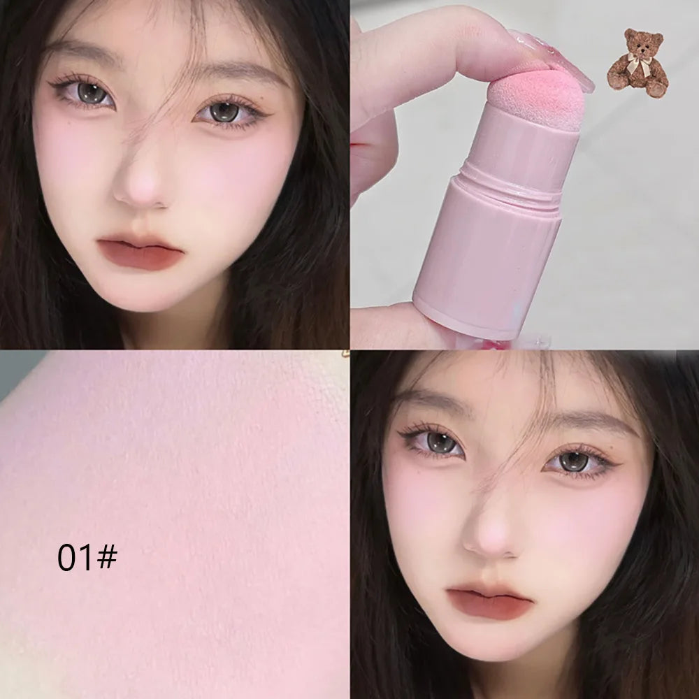 Natural Pink Color Cappuvini Blusher Stick Face Blusher Patting Powder Blusher for Cheeks Cute Korean Style Leedoar