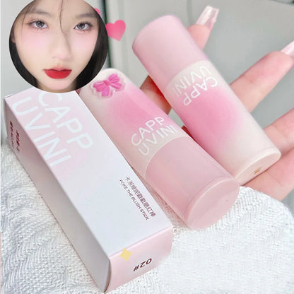 Natural Pink Color Cappuvini Blusher Stick Face Blusher Patting Powder Blusher for Cheeks Cute Korean Style Leedoar
