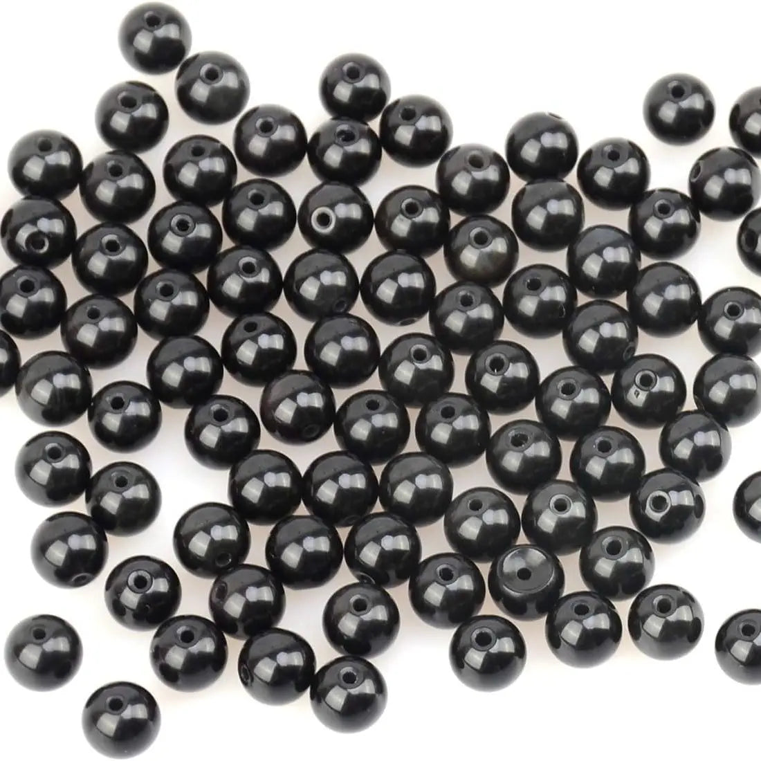 Natural Stone Beads 4/6/8/10mm Black Oynx Round Gemstone Loose Elastic Bracelet String for Bracelets Necklace Jewelry Making Leedoar