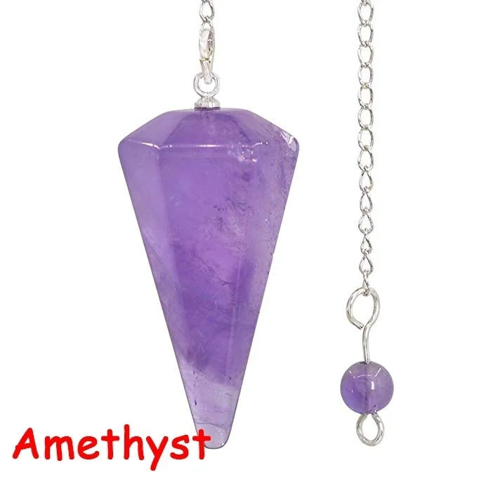 Natural Stone Quartz Agates Pendant Reiki Healing Cone Amethyst Charm Pendulum Pendants For Divination Dowsing Reiki Crystals Leedoar