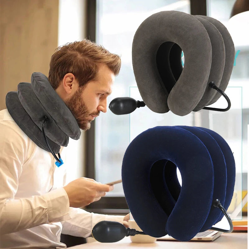 Neck Support Cushion Inflatable Air Cervical Neck Traction Device Body Relaxing Tractor Support Massage NECK Pillow Leedoar