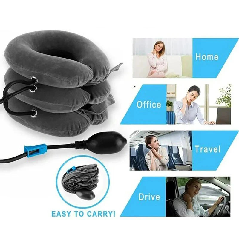 Neck Support Cushion Inflatable Air Cervical Neck Traction Device Body Relaxing Tractor Support Massage NECK Pillow Leedoar