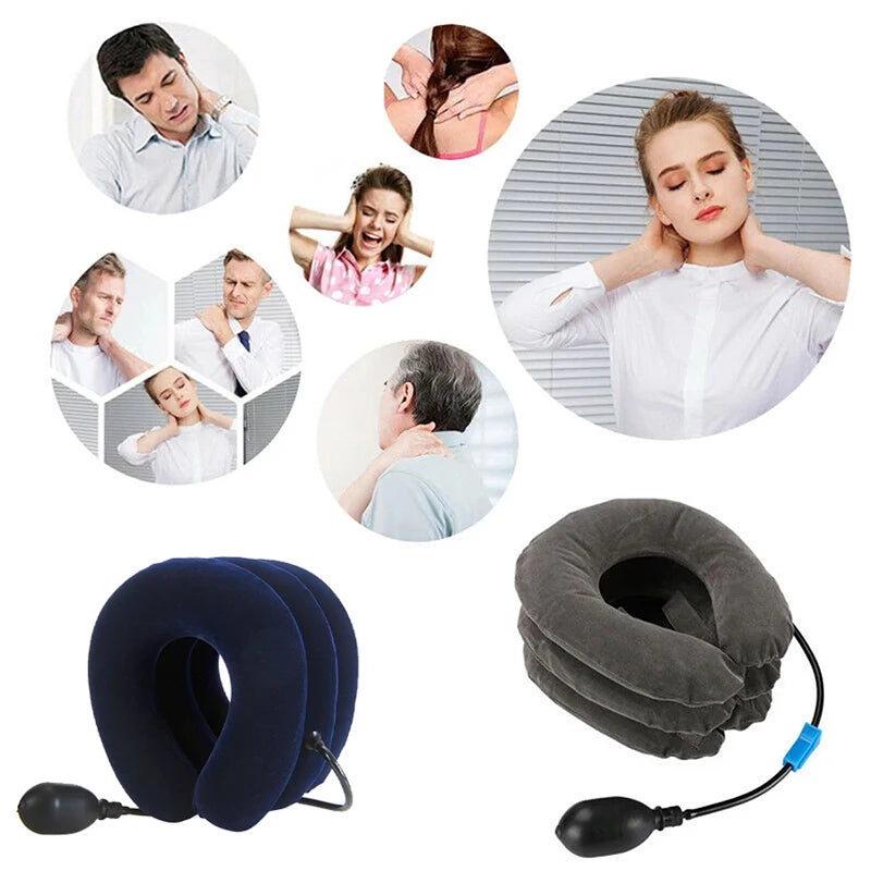 Neck Support Cushion Inflatable Air Cervical Neck Traction Device Body Relaxing Tractor Support Massage NECK Pillow Leedoar