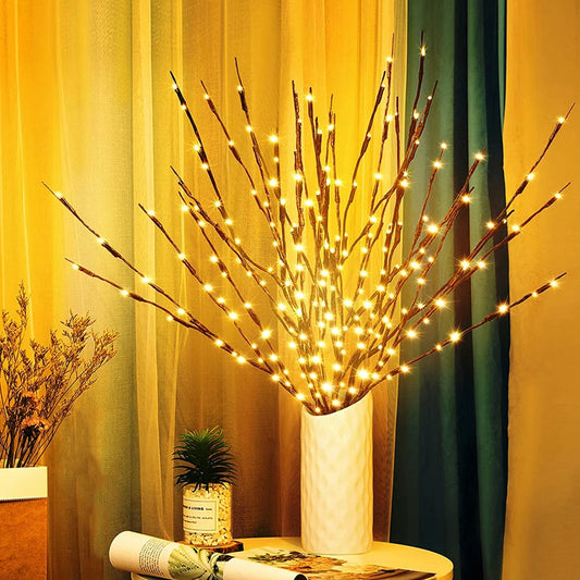 Novas 20 lâmpadas LED Willow Branch Lamp LED String Lights Twig Vase Lights Fairy Garland para decoração de festa de casamento em árvore de Natal 