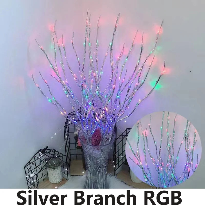 New 20 Bulbs LED Willow Branch Lamp LED String lights Twig Vase Lights Fairy Garland For Christmas Tree Wedding Party Decoration Leedoar