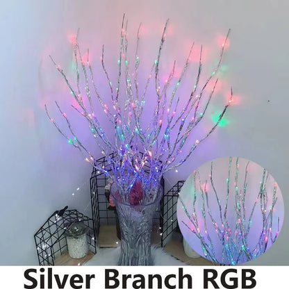 New 20 Bulbs LED Willow Branch Lamp LED String lights Twig Vase Lights Fairy Garland For Christmas Tree Wedding Party Decoration Leedoar