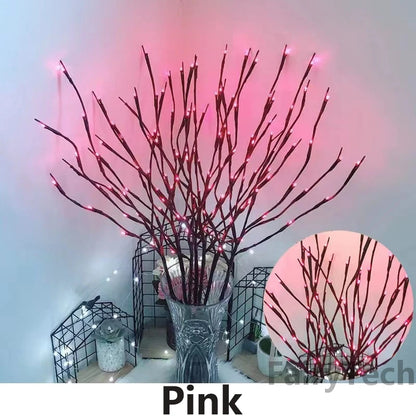 New 20 Bulbs LED Willow Branch Lamp LED String lights Twig Vase Lights Fairy Garland For Christmas Tree Wedding Party Decoration Leedoar