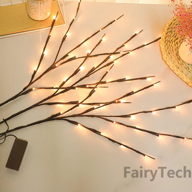 New 20 Bulbs LED Willow Branch Lamp LED String lights Twig Vase Lights Fairy Garland For Christmas Tree Wedding Party Decoration Leedoar