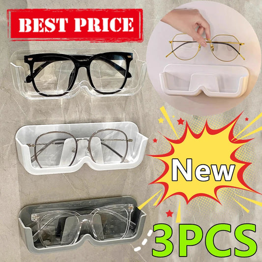 New 3/2/1PC High End Glass Display Cabinet Glasses Storage Box Wall Mounted Perforated Free Sunglasses Storage Rack Home Tidying Leedoar