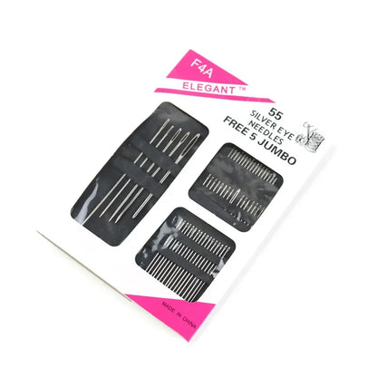 New 55 Pieces Stainless Steel Big Eye Hand Sewing Needles Set with Different Sizes for Sewing Needlework Embroidery Needles Leedoar