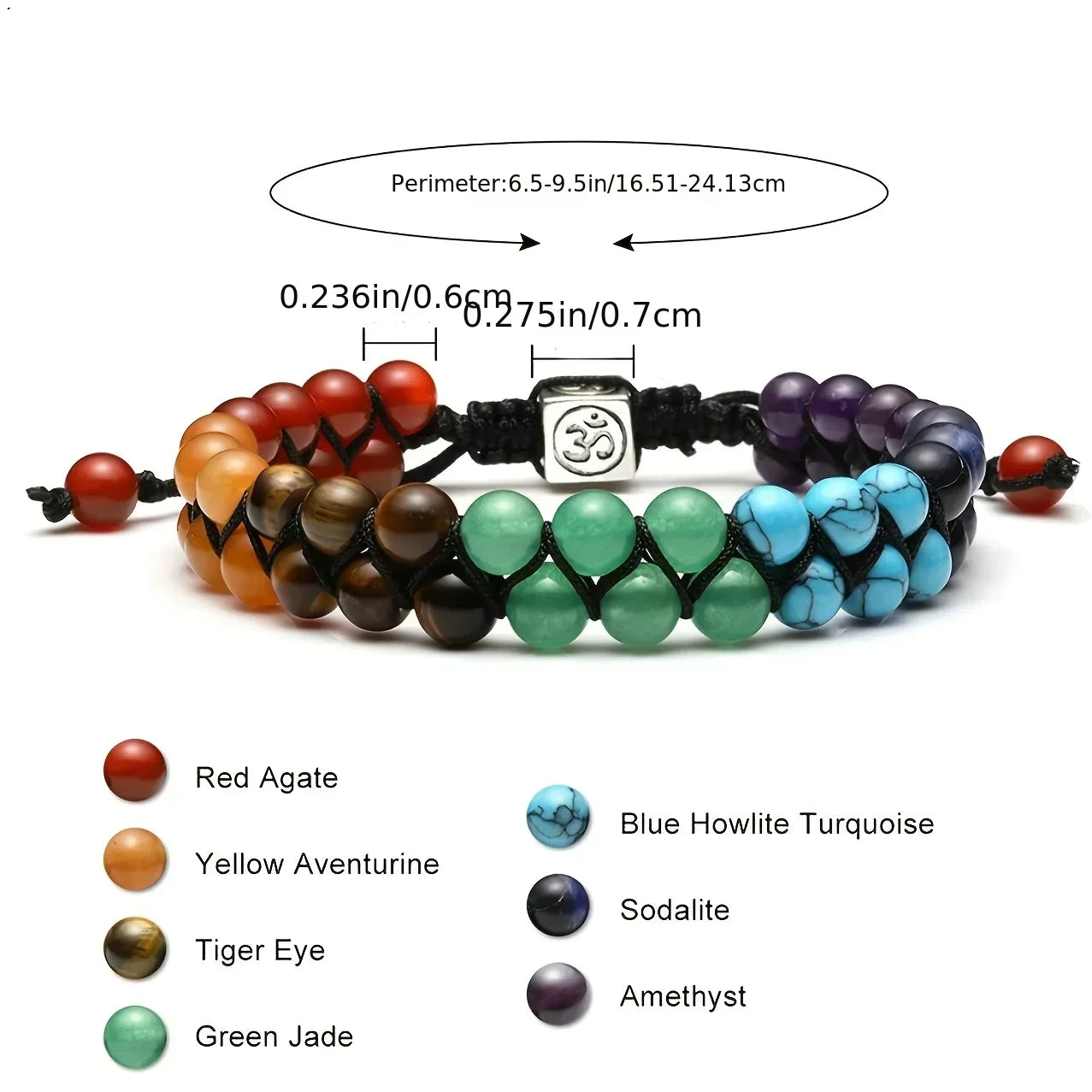 Nueva pulsera de cristal con tratamiento de 7 chakras para hombre, pulsera de cuentas ajustables con piedras de yoga, pulsera para meditación, relajación y ansiedad para mujer 