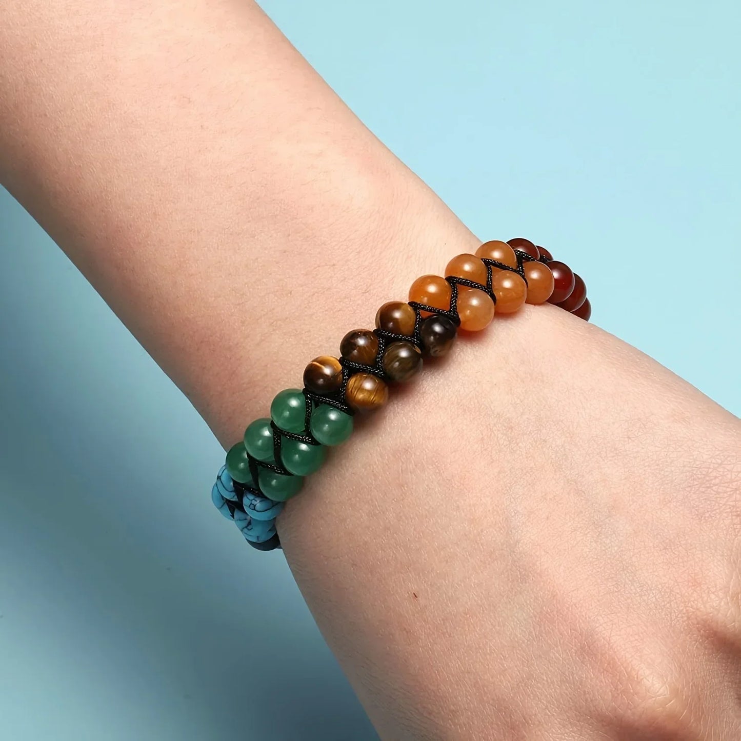 Nueva pulsera de cristal con tratamiento de 7 chakras para hombre, pulsera de cuentas ajustables con piedras de yoga, pulsera para meditación, relajación y ansiedad para mujer 