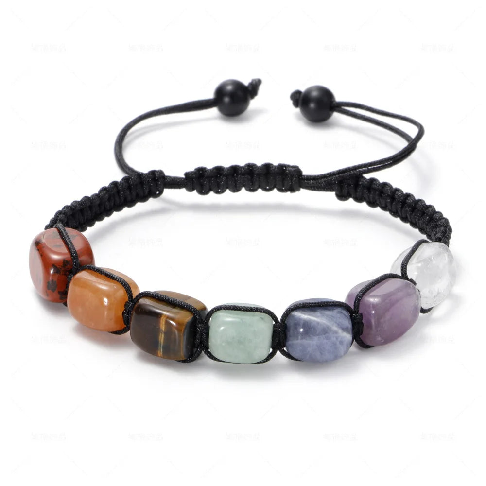 Novo 7 Chakra Tratamento Cristal Homens Pulseira Yoga Pedra Contas Ajustáveis ​​Pulseira Meditação Relaxamento Ansiedade Pulseira Feminina 