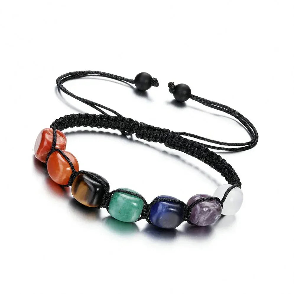 Novo 7 Chakra Tratamento Cristal Homens Pulseira Yoga Pedra Contas Ajustáveis ​​Pulseira Meditação Relaxamento Ansiedade Pulseira Feminina 