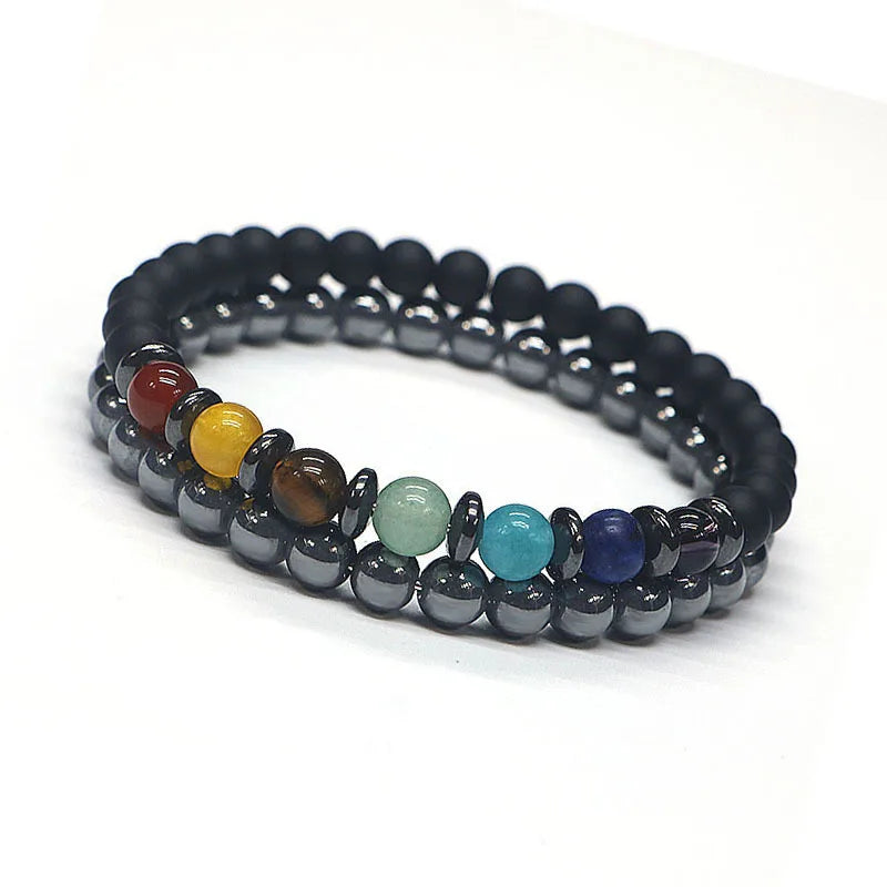 Nueva pulsera de cristal con tratamiento de 7 chakras para hombre, pulsera de cuentas ajustables con piedras de yoga, pulsera para meditación, relajación y ansiedad para mujer 